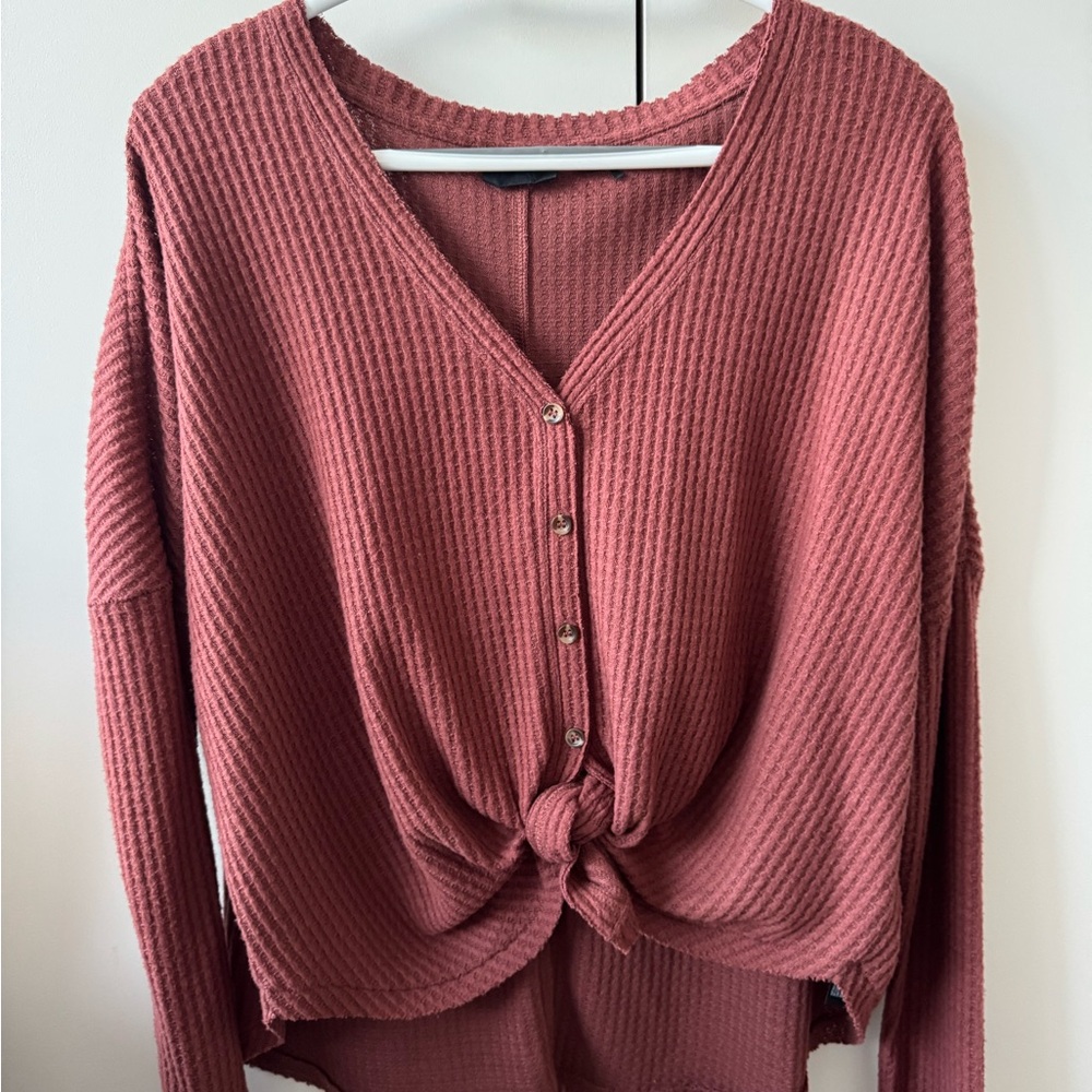 Urban Outfitters Out From Under Jojo Waffle Knit Tie-Front Top – XS